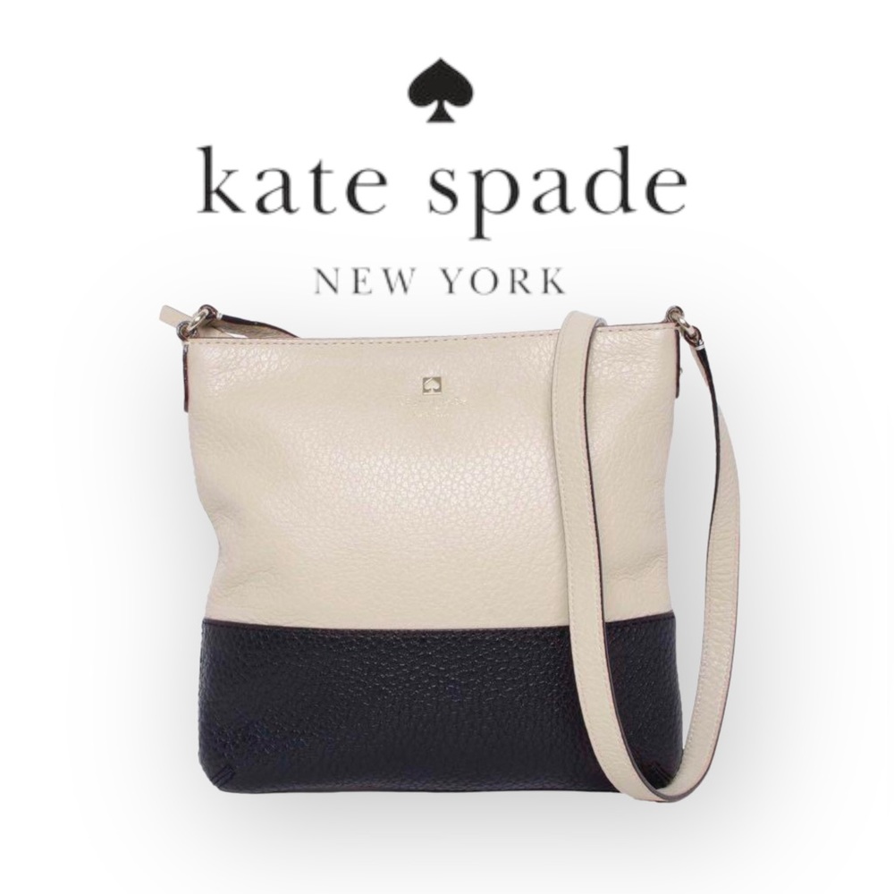 ♠️ kate spade New York Southport Avenue Leather Crossbody in Cream & Black.